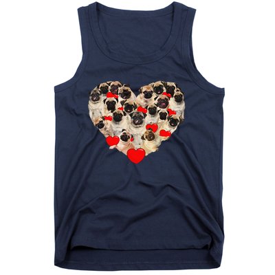 Funny Heart Love Pug Valentine's Day Puppy Pug Dog Lover Tank Top