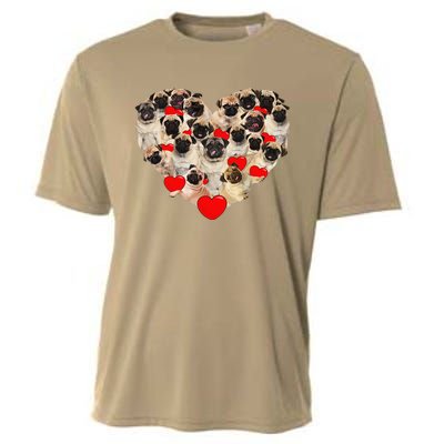 Funny Heart Love Pug Valentine's Day Puppy Pug Dog Lover Cooling Performance Crew T-Shirt