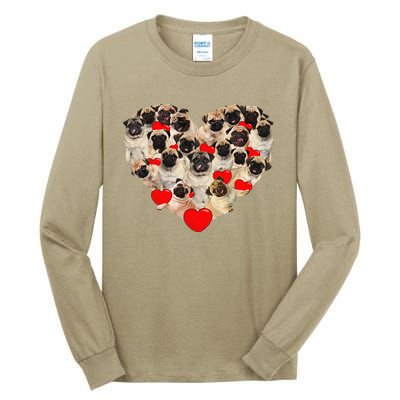 Funny Heart Love Pug Valentine's Day Puppy Pug Dog Lover Tall Long Sleeve T-Shirt