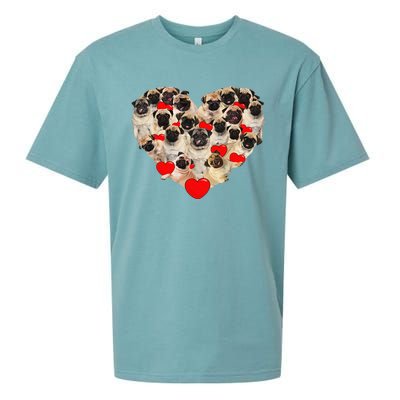 Funny Heart Love Pug Valentine's Day Puppy Pug Dog Lover Sueded Cloud Jersey T-Shirt