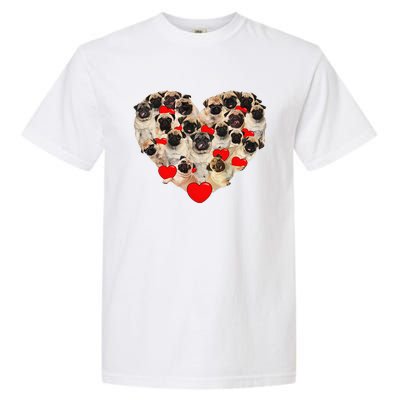 Funny Heart Love Pug Valentine's Day Puppy Pug Dog Lover Garment-Dyed Heavyweight T-Shirt