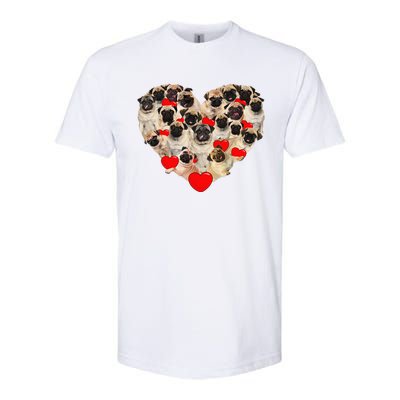 Funny Heart Love Pug Valentine's Day Puppy Pug Dog Lover Softstyle CVC T-Shirt