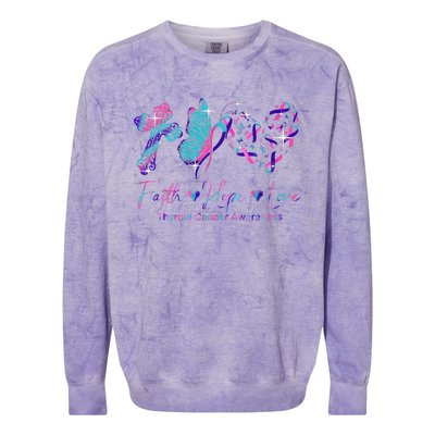 Faith Hope Love Ribbon Thyroid Cancer Awareness Colorblast Crewneck Sweatshirt