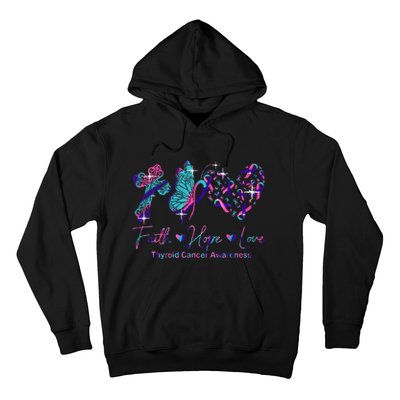 Faith Hope Love Ribbon Thyroid Cancer Awareness Hoodie