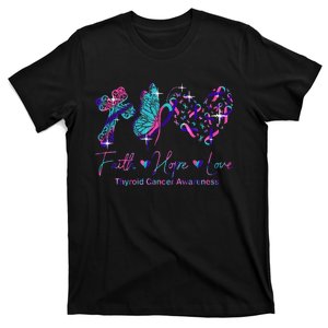 Faith Hope Love Ribbon Thyroid Cancer Awareness T-Shirt