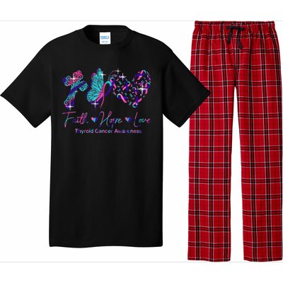 Faith Hope Love Ribbon Thyroid Cancer Awareness Pajama Set