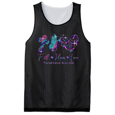 Faith Hope Love Ribbon Thyroid Cancer Awareness Mesh Reversible Basketball Jersey Tank