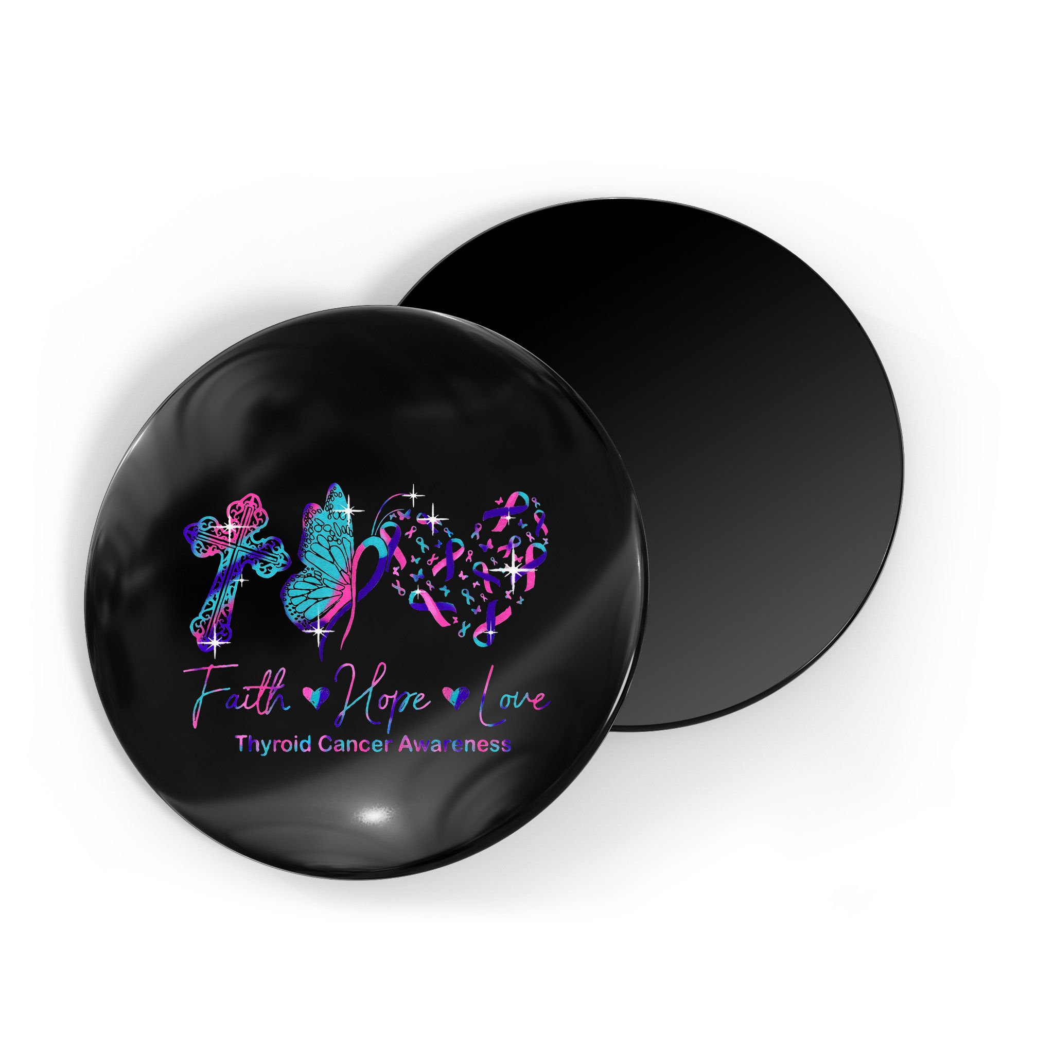 Faith Hope Love Ribbon Thyroid Cancer Awareness Magnet