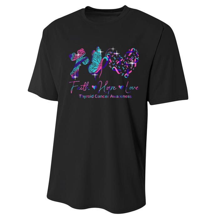 Faith Hope Love Ribbon Thyroid Cancer Awareness Performance Sprint T-Shirt