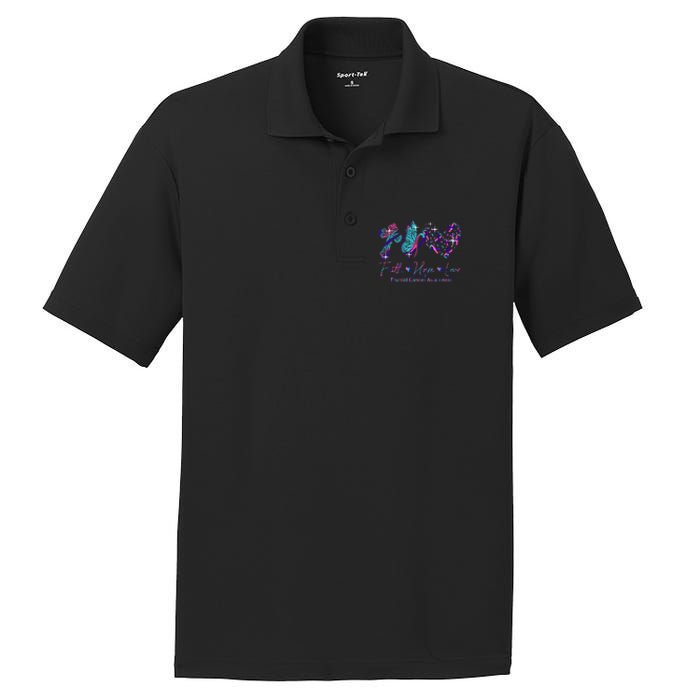 Faith Hope Love Ribbon Thyroid Cancer Awareness PosiCharge RacerMesh Polo