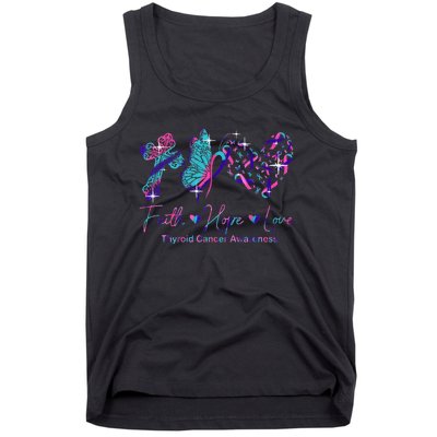 Faith Hope Love Ribbon Thyroid Cancer Awareness Tank Top