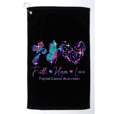 Faith Hope Love Ribbon Thyroid Cancer Awareness Golf Towel