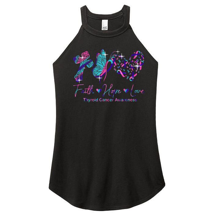 Faith Hope Love Ribbon Thyroid Cancer Awareness Women’s Perfect Tri Rocker Tank