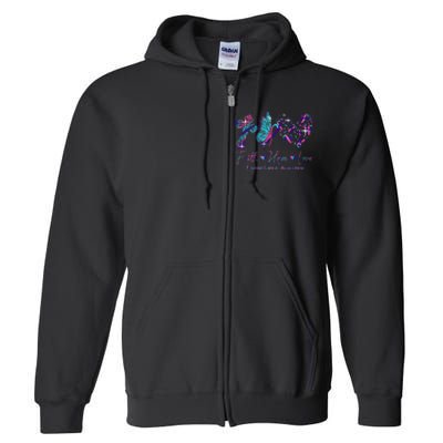 Faith Hope Love Ribbon Thyroid Cancer Awareness Full Zip Hoodie