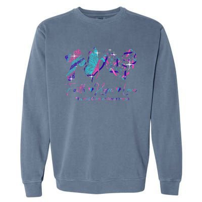 Faith Hope Love Ribbon Thyroid Cancer Awareness Garment-Dyed Sweatshirt