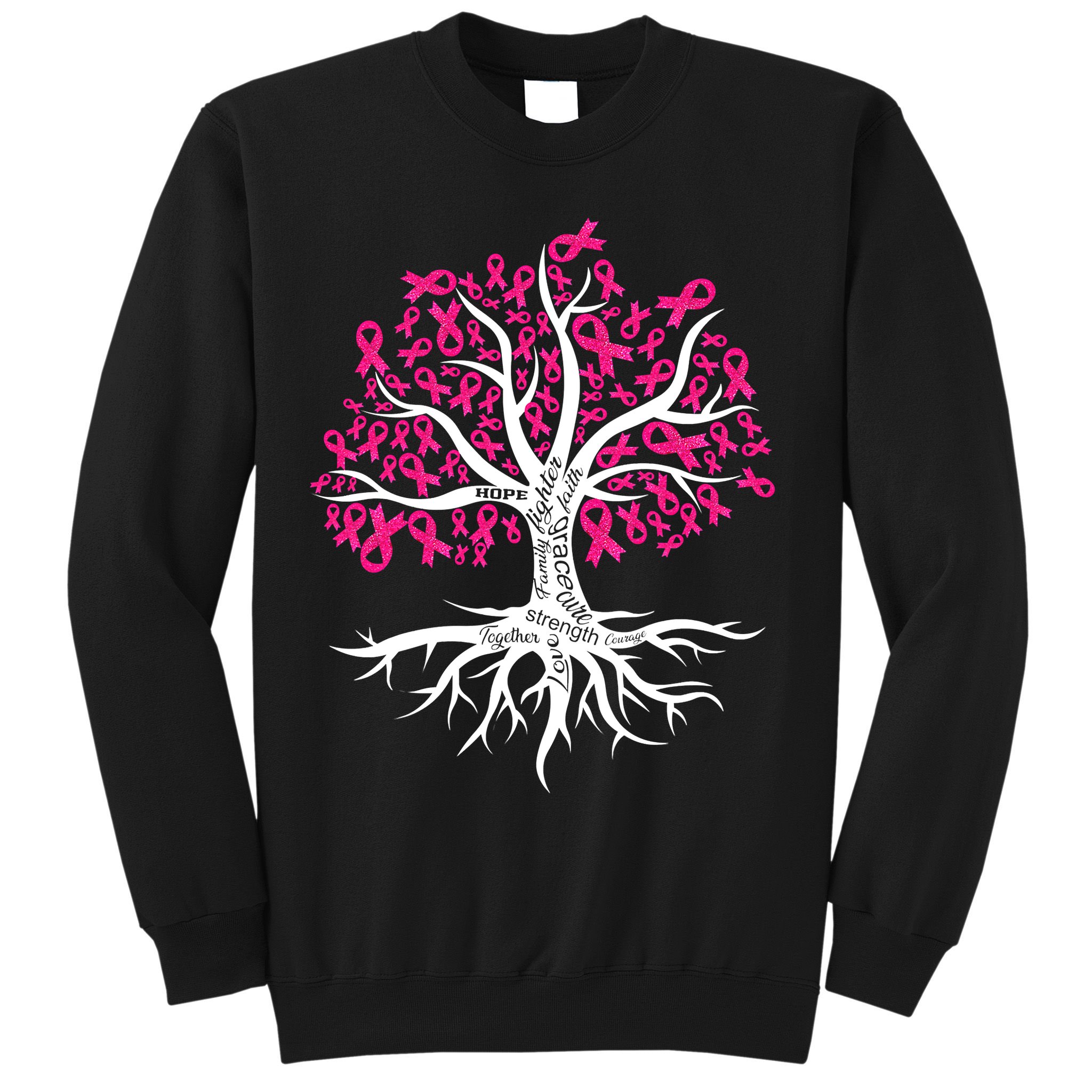 Faith Hope Love Tree Pink Ribbon Breast Cancer Awareness Sweatshirt