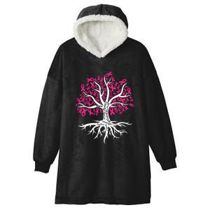 Faith Hope Love Tree Pink Ribbon Breast Cancer Awareness Hooded Wearable Blanket