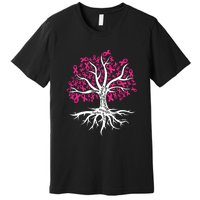 Faith Hope Love Tree Pink Ribbon Breast Cancer Awareness Premium T-Shirt