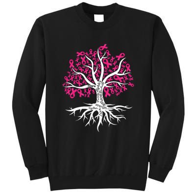 Faith Hope Love Tree Pink Ribbon Breast Cancer Awareness Tall Sweatshirt