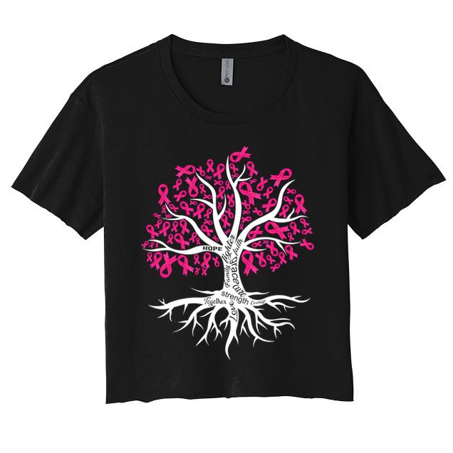 Faith Hope Love Tree Pink Ribbon Breast Cancer Awareness Crop Top