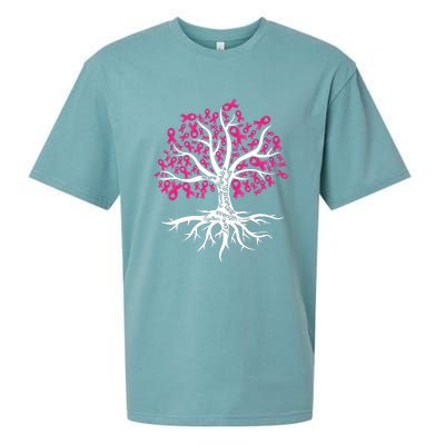 Faith Hope Love Tree Pink Ribbon Breast Cancer Awareness Sueded Cloud Jersey T-Shirt