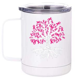 Faith Hope Love Tree Pink Ribbon Breast Cancer Awareness 12 oz Stainless Steel Tumbler Cup