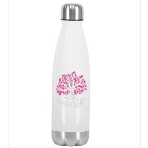 Faith Hope Love Tree Pink Ribbon Breast Cancer Awareness Stainless Steel Insulated Water Bottle