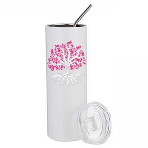 Faith Hope Love Tree Pink Ribbon Breast Cancer Awareness Stainless Steel Tumbler