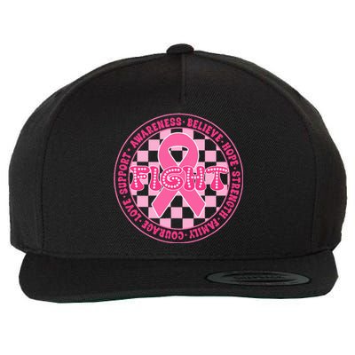 Faith Hope Love Ribbon Breast Cancer Awareness Month Wool Snapback Cap