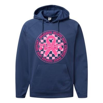 Faith Hope Love Ribbon Breast Cancer Awareness Month Performance Fleece Hoodie