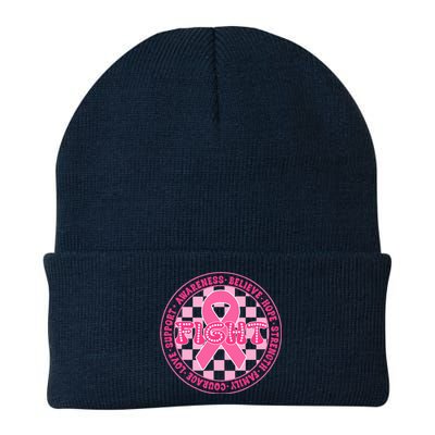 Faith Hope Love Ribbon Breast Cancer Awareness Month Knit Cap Winter Beanie