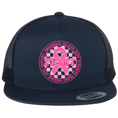 Faith Hope Love Ribbon Breast Cancer Awareness Month Flat Bill Trucker Hat