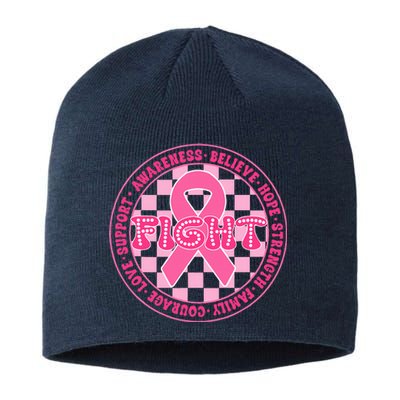 Faith Hope Love Ribbon Breast Cancer Awareness Month Sustainable Beanie