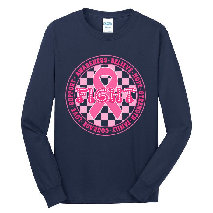 Faith Hope Love Ribbon Breast Cancer Awareness Month Tall Long Sleeve T-Shirt