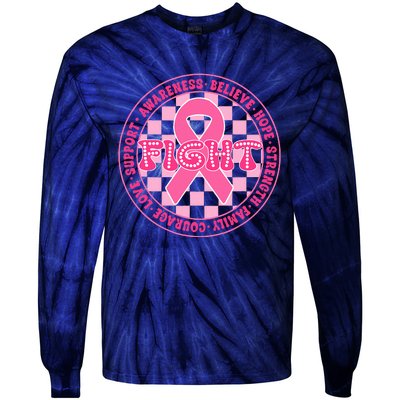 Faith Hope Love Ribbon Breast Cancer Awareness Month Tie-Dye Long Sleeve Shirt