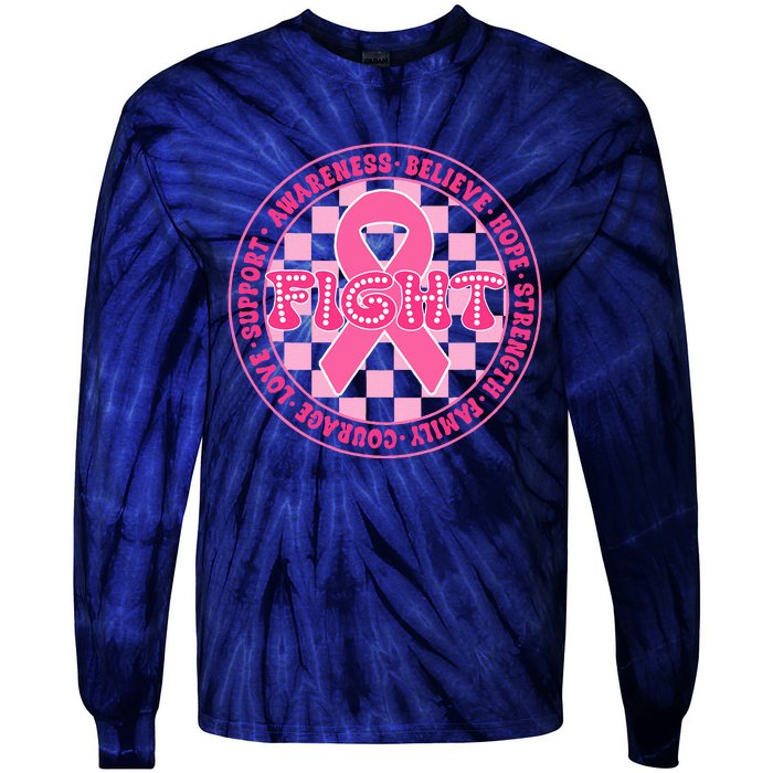 Faith Hope Love Ribbon Breast Cancer Awareness Month Tie-Dye Long Sleeve Shirt