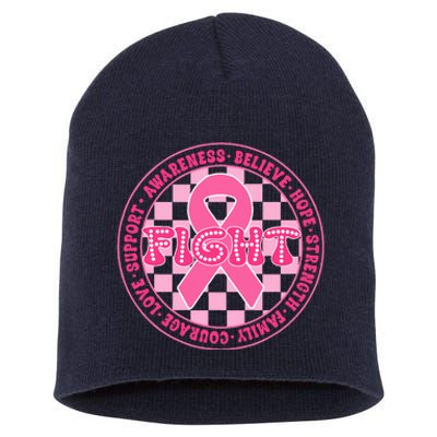 Faith Hope Love Ribbon Breast Cancer Awareness Month Short Acrylic Beanie