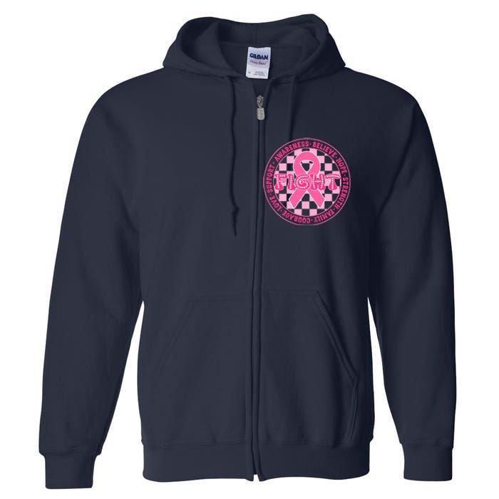 Faith Hope Love Ribbon Breast Cancer Awareness Month Full Zip Hoodie