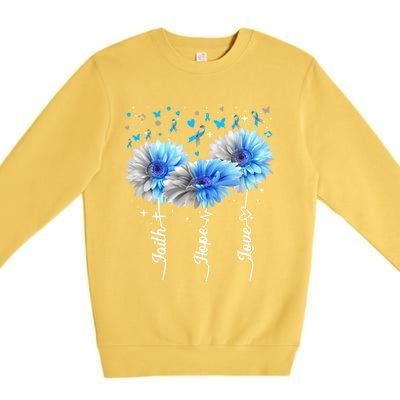 Faith Hope Love Cute Daisy Diabetes Awareness Gift Premium Crewneck Sweatshirt