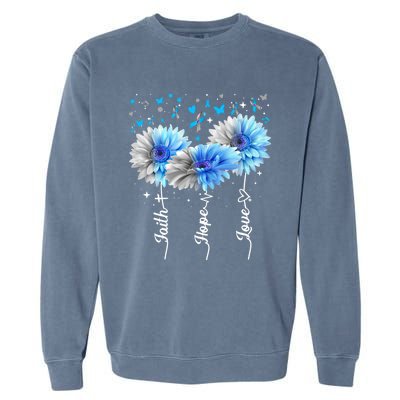 Faith Hope Love Cute Daisy Diabetes Awareness Gift Garment-Dyed Sweatshirt