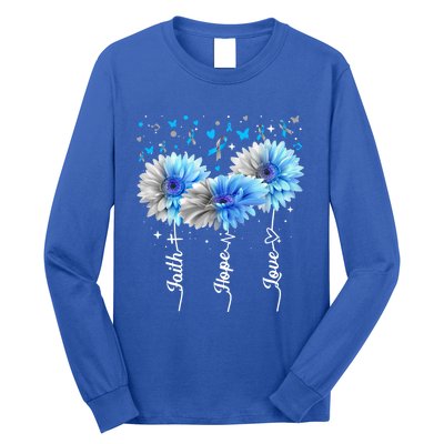 Faith Hope Love Cute Daisy Diabetes Awareness Gift Long Sleeve Shirt