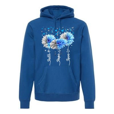 Faith Hope Love Cute Daisy Diabetes Awareness Gift Premium Hoodie