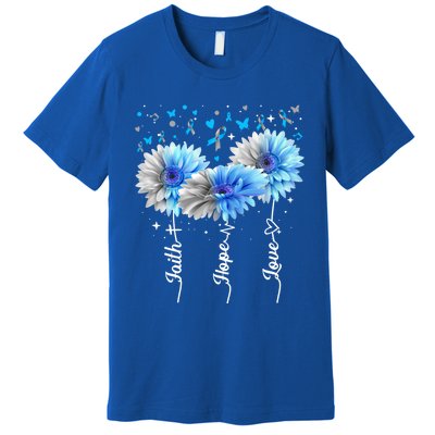 Faith Hope Love Cute Daisy Diabetes Awareness Gift Premium T-Shirt