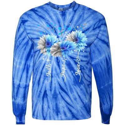 Faith Hope Love Cute Daisy Diabetes Awareness Gift Tie-Dye Long Sleeve Shirt