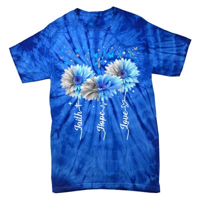 Faith Hope Love Cute Daisy Diabetes Awareness Gift Tie-Dye T-Shirt