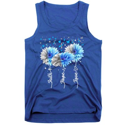 Faith Hope Love Cute Daisy Diabetes Awareness Gift Tank Top