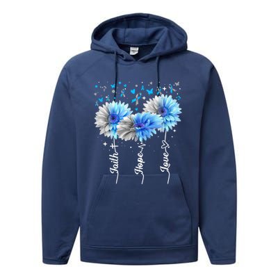 Faith Hope Love Cute Daisy Diabetes Awareness Gift Performance Fleece Hoodie