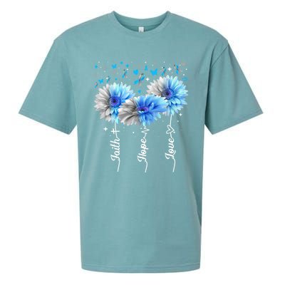 Faith Hope Love Cute Daisy Diabetes Awareness Gift Sueded Cloud Jersey T-Shirt