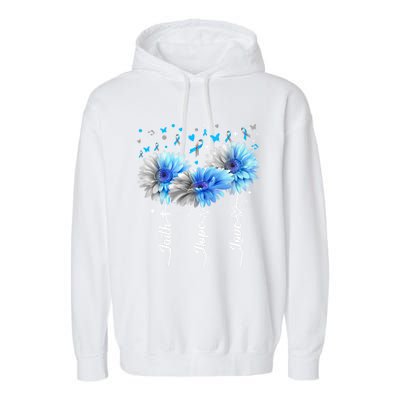 Faith Hope Love Cute Daisy Diabetes Awareness Gift Garment-Dyed Fleece Hoodie