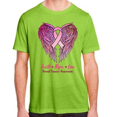 Faith Hope Love Breast Cancer Awareness Winged Pink Ribbon Adult ChromaSoft Performance T-Shirt